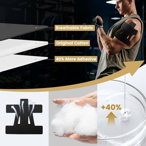 TEAWOO PreCut Kinesiology Tape for Shoulder (20 Pcs) – Waterproof Breathable Athleti, Enhanced Adhesion & Elasticity, Shoulder Pain Relief Support for Sports & Daily Use (Black, Beige & Blue) in Saudi Arabia