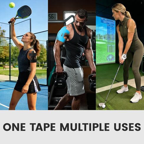 TEAWOO PreCut Kinesiology Tape for Shoulder (20 Pcs) – Waterproof Breathable Athleti, Enhanced Adhesion & Elasticity, Shoulder Pain Relief Support for Sports & Daily Use (Black, Beige & Blue) in Saudi Arabia