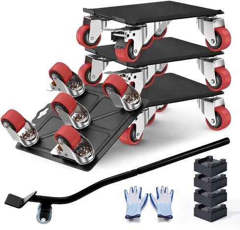 Sytopia 4000 LBS Penta Move Fruniture Movers, Furniture Movers with Wheels, Heavy Duty Furniture Dolly, 360° Rotation Wheels with Brakes, Safe and Easy Move for Furniture/Appliances (6.3 Inch, Red) in Saudi Arabia