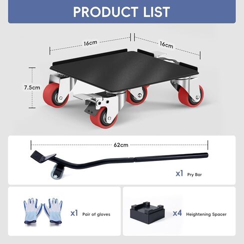 Sytopia 4000 LBS Penta Move Fruniture Movers, Furniture Movers with Wheels, Heavy Duty Furniture Dolly, 360° Rotation Wheels with Brakes, Safe and Easy Move for Furniture/Appliances (6.3 Inch, Red) in Saudi Arabia