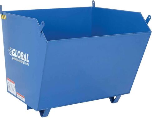 Global Industrial 1 Cubic Yard Low-Profile Self-Dumping Forklift Hopper, 6000 Lb. Capacity, Durable Steel Construction, Blue & Black, 51-1/4"L x 51" W x 28-3/16"H in Saudi Arabia