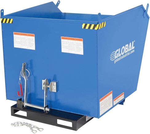 Global Industrial 1 Cubic Yard Low-Profile Self-Dumping Forklift Hopper, 6000 Lb. Capacity, Durable Steel Construction, Blue & Black, 51-1/4"L x 51" W x 28-3/16"H in Saudi Arabia