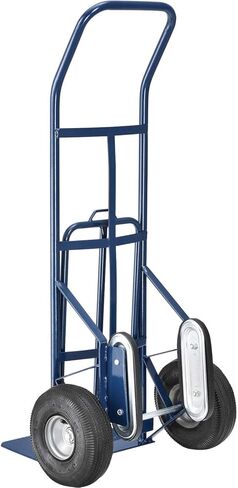 Global Industrial General Purpose Steel Hand Truck with Curved Handle & Stair Climbers, 10" Diameter Pneumatic Wheels, 14" W x 10" L Noseplate, 600 Lb. Capacity in Saudi Arabia