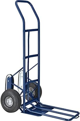 Global Industrial General Purpose Steel Hand Truck with Curved Handle & Stair Climbers, 10" Diameter Pneumatic Wheels, 14" W x 10" L Noseplate, 600 Lb. Capacity in Saudi Arabia