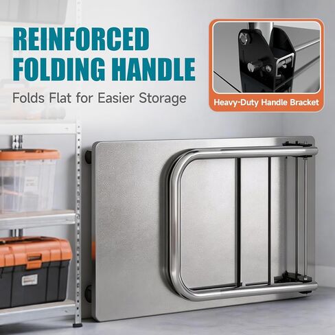 شاحنة بمنصة فولاذية شديدة التحمل مقاس 36 بوصة × 24 بوصة، عربة دفع مسطحة قابلة للطي بسعة 2200 رطل مع إطار منحني من قطعة واحدة، هيكل سفلي مقوى، عجلات TPR مقاس 6 بوصة للمستودعات والاستخدام التجاري in Kuwait