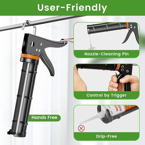 Professional Caulk Gun Kit with Caulk Remover & Silicone Sealant - 5 in 1 Caulking Tool Set for Caulking Removal, Includes Caulking Gun Tool, Silicone Scraper in Kuwait