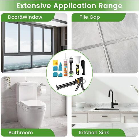 Professional Caulk Gun Kit with Caulk Remover & Silicone Sealant - 5 in 1 Caulking Tool Set for Caulking Removal, Includes Caulking Gun Tool, Silicone Scraper in Kuwait