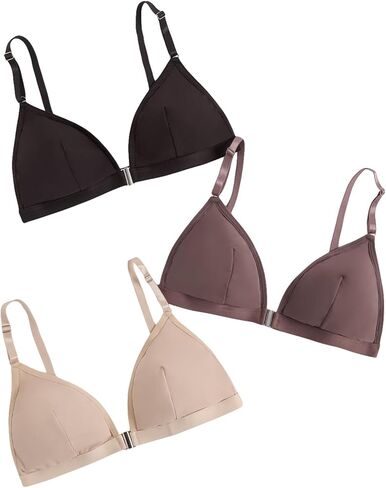SOLY HUX Women's Front Closure Wireless Bra 3 Packs Bralettes Spaghetti Strap Leopard Bras in Saudi Arabia