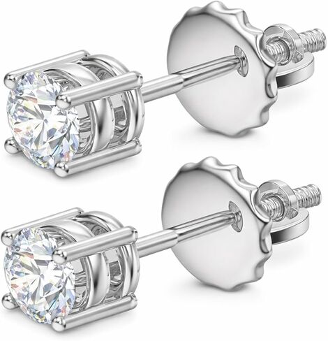 Eternaldia Solid White Gold 0.10 Carat (Cttw) Natural Diamond Solitaire Stud Earrings For Women - I-J Color, I2-I3 Clarity With Screw Back in Kuwait
