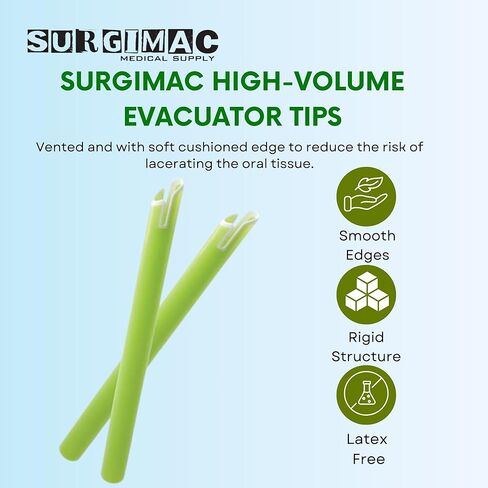 SurgiMac Comfy Vented High-Volume Evacuator (HVE) Tips Soft Green Disposable Suction Tips 100/Pk in Saudi Arabia