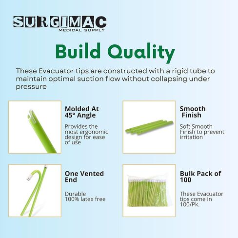 SurgiMac Comfy Vented High-Volume Evacuator (HVE) Tips Soft Green Disposable Suction Tips 100/Pk in Saudi Arabia