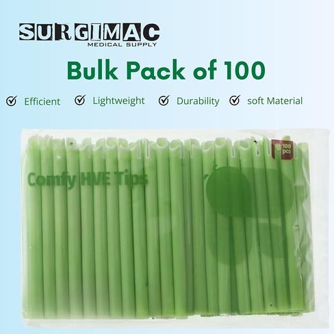 SurgiMac Comfy Vented High-Volume Evacuator (HVE) Tips Soft Green Disposable Suction Tips 100/Pk in Saudi Arabia