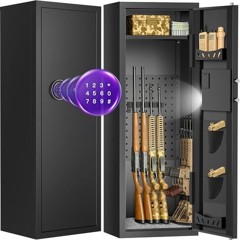 8-10 بندقية بندقية آمنة للأمن المنزلي-وصول سريع للوصول إلى لوحة المفاتيح الرقمية ، ومكافحة السرقة ومكافحة الصلب | مسدس تجميع سهل آمن مع أرفف قابلة للتعديل (يناسب البنادق والمسدسات والذخيرة) in Kuwait