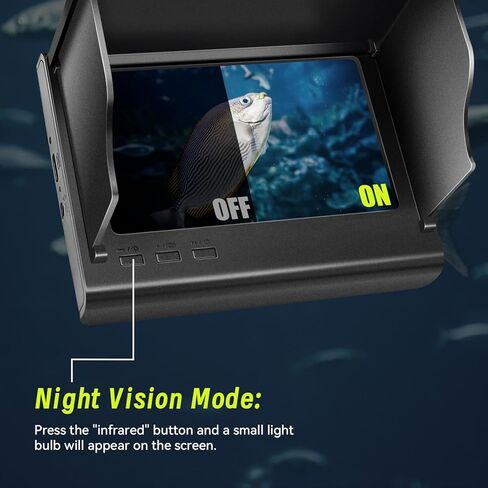 كاميرا لصيد الأسماك تحت الماء كاميرا مع كابل 100 قدم ، عرض IPS 4.3 بوصة ، رؤية ليلية بالأشعة تحت الحمراء ، 220 درجة زاوية IP67 مقاومة للماء ، 1080 بكسل عالي الدقة للجليد ونهر قوارب الكاياك قوارب الصيد in Kuwait