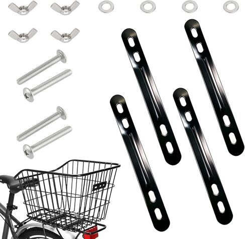4 قطع من دعامات التثبيت مع مسامير وصواميل لتركيب سلة الدراجة، دعامات تثبيت سلة الدراجة، حامل دعامة تثبيت سلال الدراجة الخلفية لرف الدراجة in Kuwait