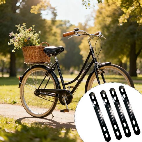 4 قطع من دعامات التثبيت مع مسامير وصواميل لتركيب سلة الدراجة، دعامات تثبيت سلة الدراجة، حامل دعامة تثبيت سلال الدراجة الخلفية لرف الدراجة in Kuwait