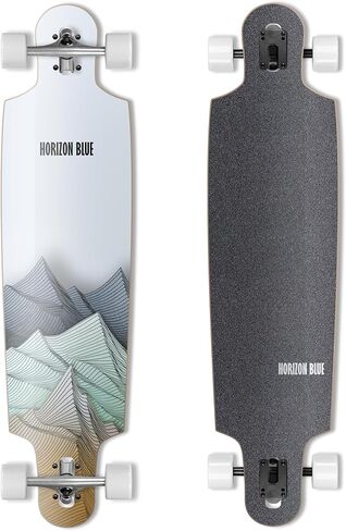 HORIZON BLUE 39inch Urban Longboard Cruiser | North America Hardrock Maple Deck | Anti-Wheelbite&Shock-Absorbing System | Multi-scenarios Cruising Complete in Saudi Arabia
