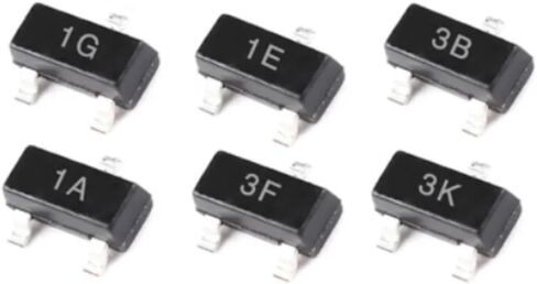 BC847A BC847B BC847C 1E 1F 1G SMD SOT-23 الترانزستور 100 قطعة (BC847B) in Kuwait