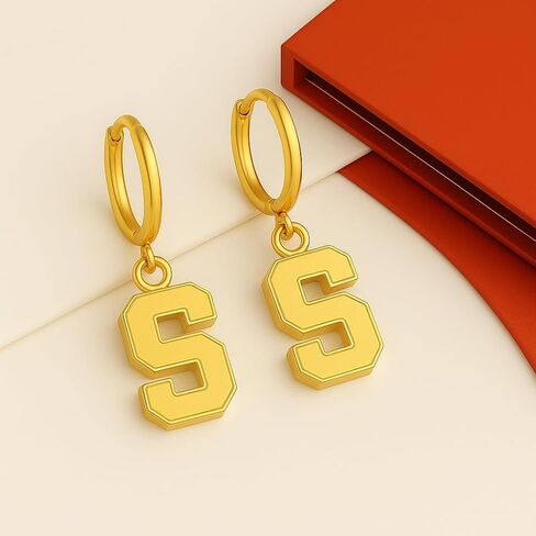Stone Armory Earrings for Syracuse University Jewelry Gifts for Women, Graduation – Stainless Steel Skin-Friendly Syracuse Orange Earrings 18K Gold Finish Block S Hoops in Saudi Arabia