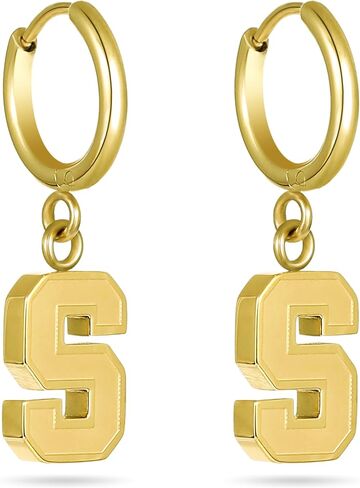 Stone Armory Earrings for Syracuse University Jewelry Gifts for Women, Graduation – Stainless Steel Skin-Friendly Syracuse Orange Earrings 18K Gold Finish Block S Hoops in Saudi Arabia