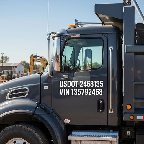 مجموعة من 2 أرقام DOT أمريكية مخصصة مقاس 2 بوصة لتسجيل الشاحنات، USDOT، DOT، GVW، VIN، MC - ملصقات حروف مقاومة للماء من الفينيل والأشعة فوق البنفسجية (لون واحد) in Kuwait