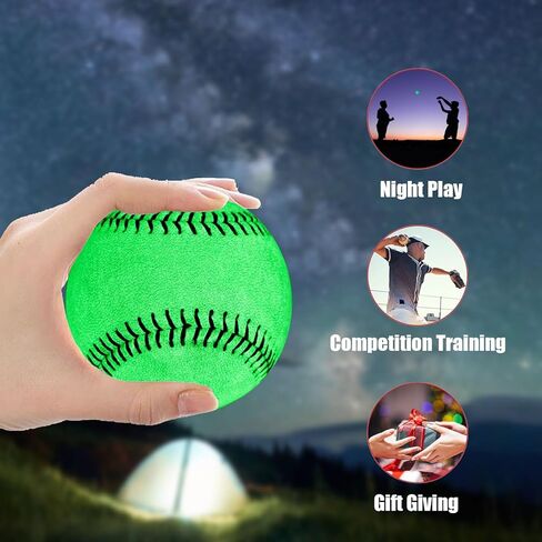 Glow in The Dark Baseballs 2 Pack 9-Inch for Hand-Eye Coordination, Hitting and Fielding Practice Baseball Fans Outdoor Activity Accessories in Kuwait
