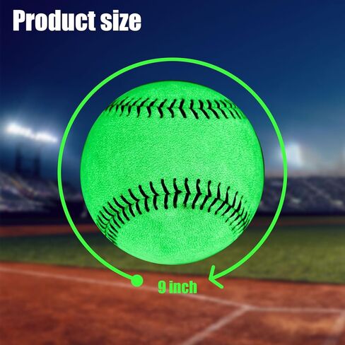 Glow in The Dark Baseballs 2 Pack 9-Inch for Hand-Eye Coordination, Hitting and Fielding Practice Baseball Fans Outdoor Activity Accessories in Kuwait