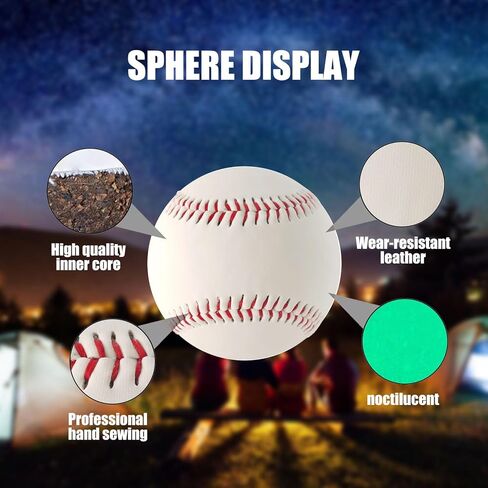 Glow in The Dark Baseballs 2 Pack 9-Inch for Hand-Eye Coordination, Hitting and Fielding Practice Baseball Fans Outdoor Activity Accessories in Kuwait