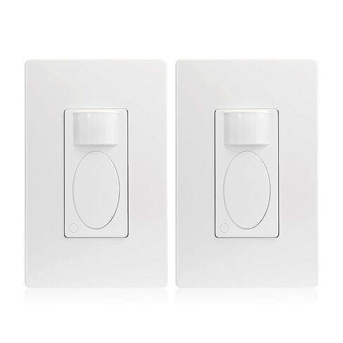 RAYZEEK 2 Pack PIR Motion Sensor Light Switch,Occupancy Sensor Switch | 5Amp | Sigle-Pole | No Neutral Required, Operable Without Ground Wire,PC Fireproof,UL Listed in Saudi Arabia