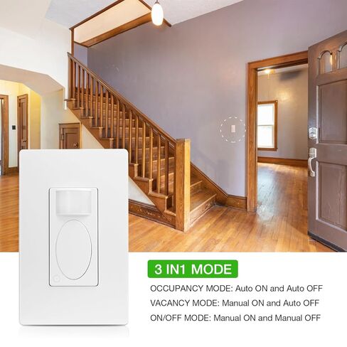 RAYZEEK 2 Pack PIR Motion Sensor Light Switch,Occupancy Sensor Switch | 5Amp | Sigle-Pole | No Neutral Required, Operable Without Ground Wire,PC Fireproof,UL Listed in Saudi Arabia