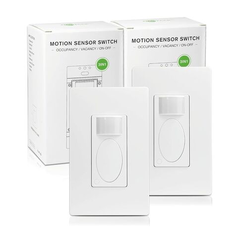 RAYZEEK 2 Pack PIR Motion Sensor Light Switch,Occupancy Sensor Switch | 5Amp | Sigle-Pole | No Neutral Required, Operable Without Ground Wire,PC Fireproof,UL Listed in Saudi Arabia