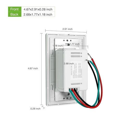 RAYZEEK 2 Pack PIR Motion Sensor Light Switch,Occupancy Sensor Switch | 5Amp | Sigle-Pole | No Neutral Required, Operable Without Ground Wire,PC Fireproof,UL Listed in Saudi Arabia