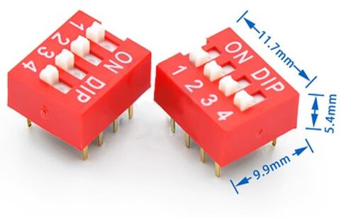 DIP Switch Red 4 Position (Pack of 10) – Compatible with Arduino, ESP32, ESP8266, Raspberry Pi – DIP 4-Way Toggle Switch for DIY Electronics & Prototyping in Saudi Arabia