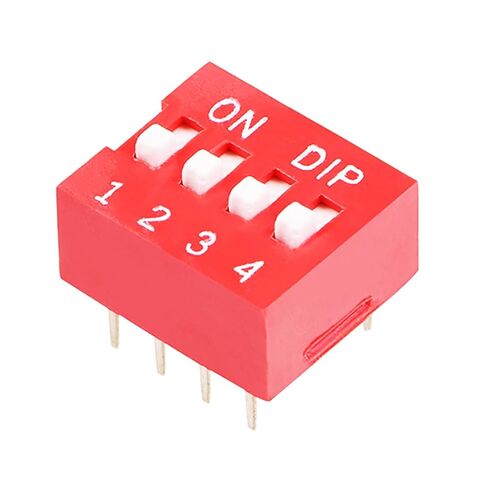 DIP Switch Red 4 Position (Pack of 10) – Compatible with Arduino, ESP32, ESP8266, Raspberry Pi – DIP 4-Way Toggle Switch for DIY Electronics & Prototyping in Saudi Arabia