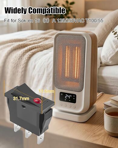 RK1-15 مفتاح هزاز مناسب لسخانات Sok-en والتطبيقات الكهربائية المنزلية 3-Pin 2-Position 16A 125/250VAC T100/55، قطعتان in Kuwait