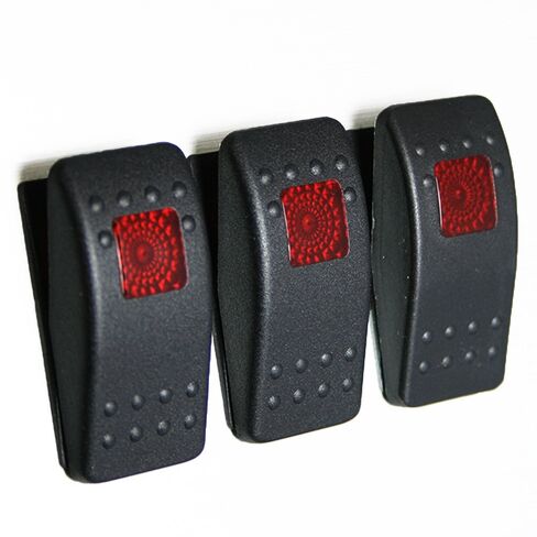 Carling Rocker Switch - Illuminated Red - V1D1, SPST, 3 terminals, Sealed, Waterproof, dusproof (Red) in Saudi Arabia
