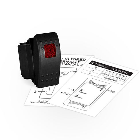 Carling Rocker Switch - Illuminated Red - V1D1, SPST, 3 terminals, Sealed, Waterproof, dusproof (Red) in Saudi Arabia