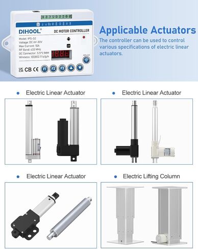 DIHOOL Electric Linear Actuator Controller with Current Limit, WiFi and Timer, Smart eWeLink Control, Remote Wireless 12V 24V DC Motor Controller, Rebound When Obstacles Protection, Load Safety in Saudi Arabia