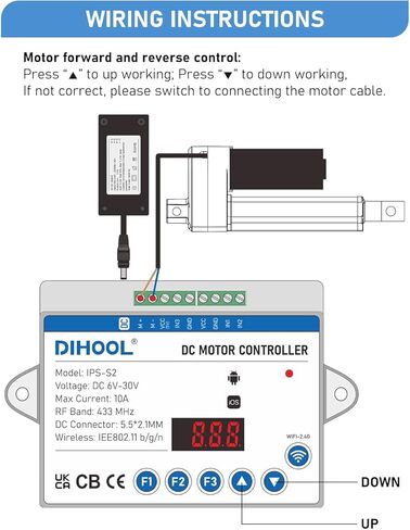 DIHOOL Electric Linear Actuator Controller with Current Limit, WiFi and Timer, Smart eWeLink Control, Remote Wireless 12V 24V DC Motor Controller, Rebound When Obstacles Protection, Load Safety in Saudi Arabia