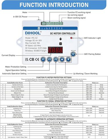 DIHOOL Electric Linear Actuator Controller with Current Limit, WiFi and Timer, Smart eWeLink Control, Remote Wireless 12V 24V DC Motor Controller, Rebound When Obstacles Protection, Load Safety in Saudi Arabia