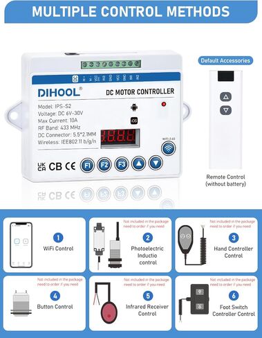 DIHOOL Electric Linear Actuator Controller with Current Limit, WiFi and Timer, Smart eWeLink Control, Remote Wireless 12V 24V DC Motor Controller, Rebound When Obstacles Protection, Load Safety in Saudi Arabia