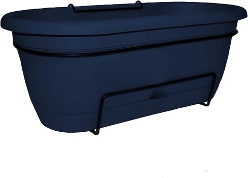 Bloem Lucca 18" Self-Watering Resin Balcony Box Planter with Metal Hanger for Railings, Navy in Saudi Arabia