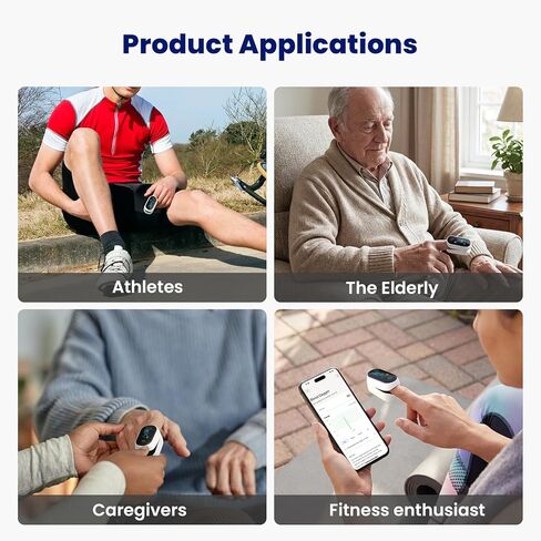 مقياس التأكسج النبضي بتقنية البلوتوث، جهاز مراقبة تشبع الأكسجين في الدم الذكي مع تطبيق للرياضة والطيران، SpO2 دقيق وقارئ معدل ضربات القلب مع شاشة OLED كاملة، مؤشر التروية، البطاريات متضمنة in Kuwait