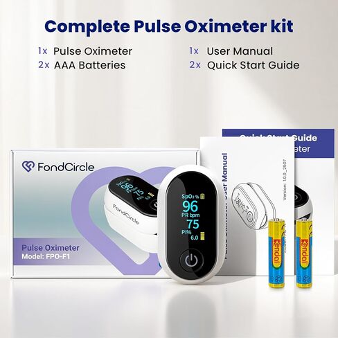 مقياس التأكسج النبضي بتقنية البلوتوث، جهاز مراقبة تشبع الأكسجين في الدم الذكي مع تطبيق للرياضة والطيران، SpO2 دقيق وقارئ معدل ضربات القلب مع شاشة OLED كاملة، مؤشر التروية، البطاريات متضمنة in Kuwait