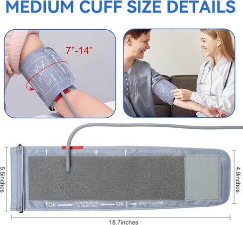 سوار ضغط دم متوسط ​​للأطفال، ذراع نحيف، سوار Adout، متوافق مع معظم الشاشات، سوار بديل لضغط الدم ARM مع 8 موصلات 17-36 سم (7"-14") in Kuwait
