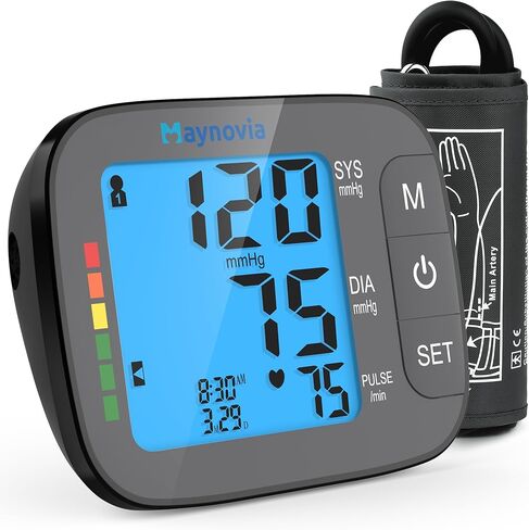 جهاز قياس ضغط الدم الرقمي من أعلى الذراع، جهاز BP تلقائي للاستخدام المنزلي مع شاشة عرض خلفية كبيرة، بث صوتي، كشف عدم انتظام ضربات القلب، سوار عريض قابل للتعديل 8.6"-16.5" in Kuwait