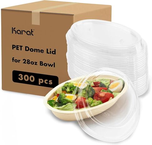 Karat FP-KDL1065-PET PET Dome lid for 28oz Bagasse Burrito Bowl, Bowl Lids, Transparent Design - Case of 300 in Saudi Arabia
