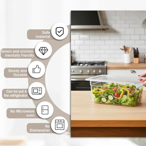 10 قطع من أغطية أواني الطعام الشفافة مقاس 1/3 من أغطية أواني الطعام من البولي كربونات مع مقبض وأغطية أطباق شفافة مع مقبض لمطعم الفندق والفواكه والخضروات التجارية in Kuwait