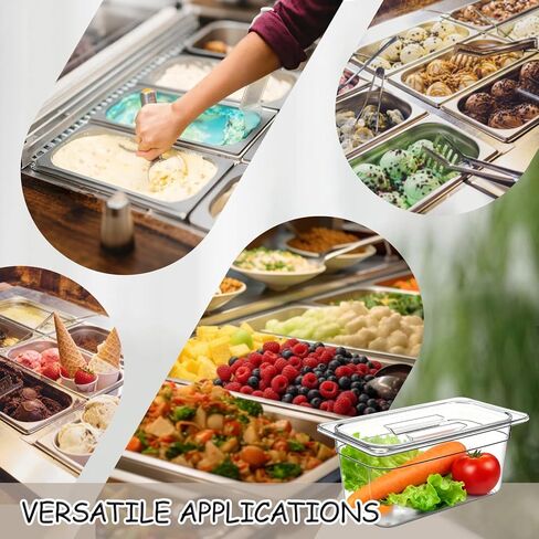 10 قطع من أغطية أواني الطعام الشفافة مقاس 1/3 من أغطية أواني الطعام من البولي كربونات مع مقبض وأغطية أطباق شفافة مع مقبض لمطعم الفندق والفواكه والخضروات التجارية in Kuwait