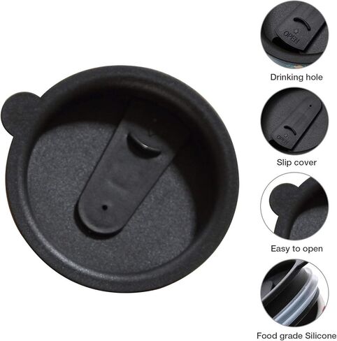 غطاء كوب قابل لإعادة الاستخدام من توبادورن - مناسب لأكواب القهوة المصنوعة من السيراميك واللاتيه أثناء السفر، أسود in Kuwait